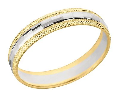 Goldring Trauring 375 Gold bicolor Weißgold Vintage-Stil Verlobungsring Ehering - Bild 1 von 4