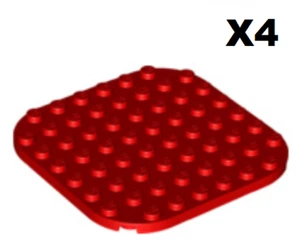 Lego ® Lot 4 Plaque Angle Arrondi 8 x 8 Plate Rouge Red 65140 NEW - Picture 1 of 1