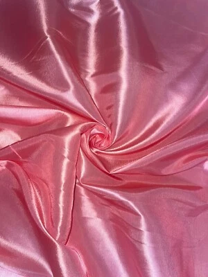 1 METER CORAL PEACH PLAIN SMOOTH TAFFETA BRIDAL/CURTAIN FABRIC 58” WIDE - Image 1 of 2