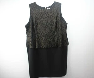 Worthington Sz 24W Black Dress Lace w/Gold Tint Peplum Waist Pencil Skirt - Picture 1 of 6