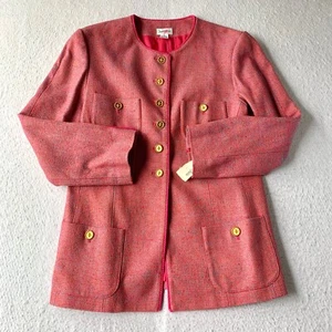 Neiman Marcus Women's Blazer Jacket Coat 100% Silk Pink Size 14 NWT Woven - Picture 1 of 8
