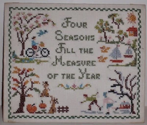 Vintage 4 Jahreszeiten komplettes Leinenmuster - Bild 1 von 5