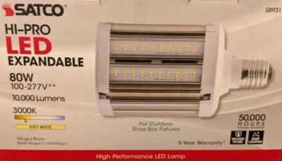 SATCO HI-PRO LED EXPANDABLE 80W 3000K 100-277V OUTDOOR SHOE BOX MOGUL BASE S8931 - Image 1 of 4