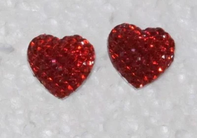 Pendientes Hechos a Mano Corazón Rojo Brillo San Valentín Hipoalergénicos Sin Níquel  Foto 1 de 2