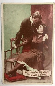 Me pregunto qué harás próxima postal romántica 1917 vintage - Imagen 1 de 3