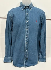 Ralph Lauren Hemd Herren L blau Jeans Polo Country Button Down Denim *Mängel LESEN - Bild 1 von 10