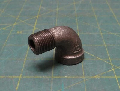 3/8" NPT Black Malleable Iron 90° Street Elbow, 2-1/8" Length, 1-1/16" Height - Image 1 of 4