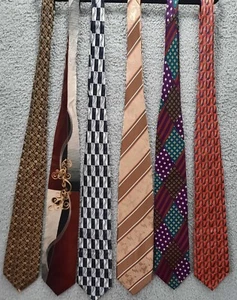 Lot Of 6 Men's Silk & Polyester Neckties Boss Conte Pierre Cardin Forte Moda - Picture 1 of 3