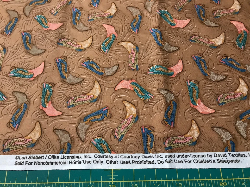 Cowboy Boots 100% cotton fabric sold by the yard #418 - Image 1 of 1