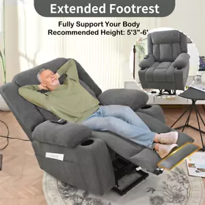 Power Lift Recliner Chair Electric Elderly Sofa w/Cup Holder Extended Footrest - Picture 1 of 11