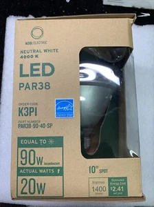 K3P1 KOBI Electric PAR38, 10 Deg SPOT, 90W EQU 120V, E26, Dimmable, 4000K - Picture 1 of 4