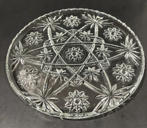 Anchor Hocking ~ Star of David 10.75" ~ Vintage Glass Serving Platter Cake Plate - Picture 1 of 4