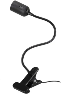 Black Clip on Light Bulb Holder E27 with Plug, Flexible Clamp Light E27 with and - Picture 1 of 7