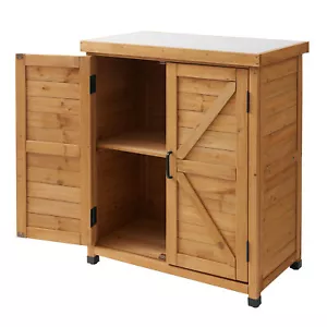 Garden Potting Bench Table Workstation, Outdoor Patio Wooden Cabinet - Natural - Picture 1 of 1