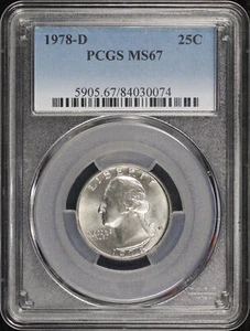 1978-D Washington Quarter PCGS MS-67 - Low Pop, Only 5 Graded Higher! - Picture 1 of 2