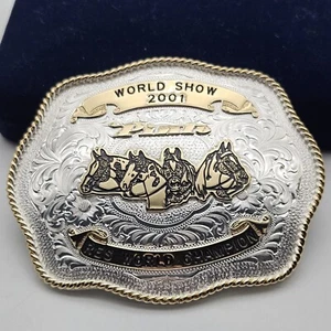 Montana Silversmiths Pinto World Show 2001 RES World Champion Trophy Belt Buckle - Picture 1 of 10