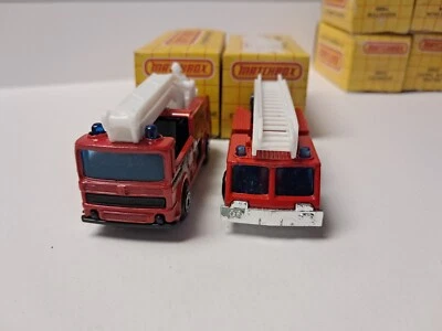 1983 Matchbox MB18 MB63 Fire Truck Snorkel Engine Ladder Set NIB - Image 1 of 4