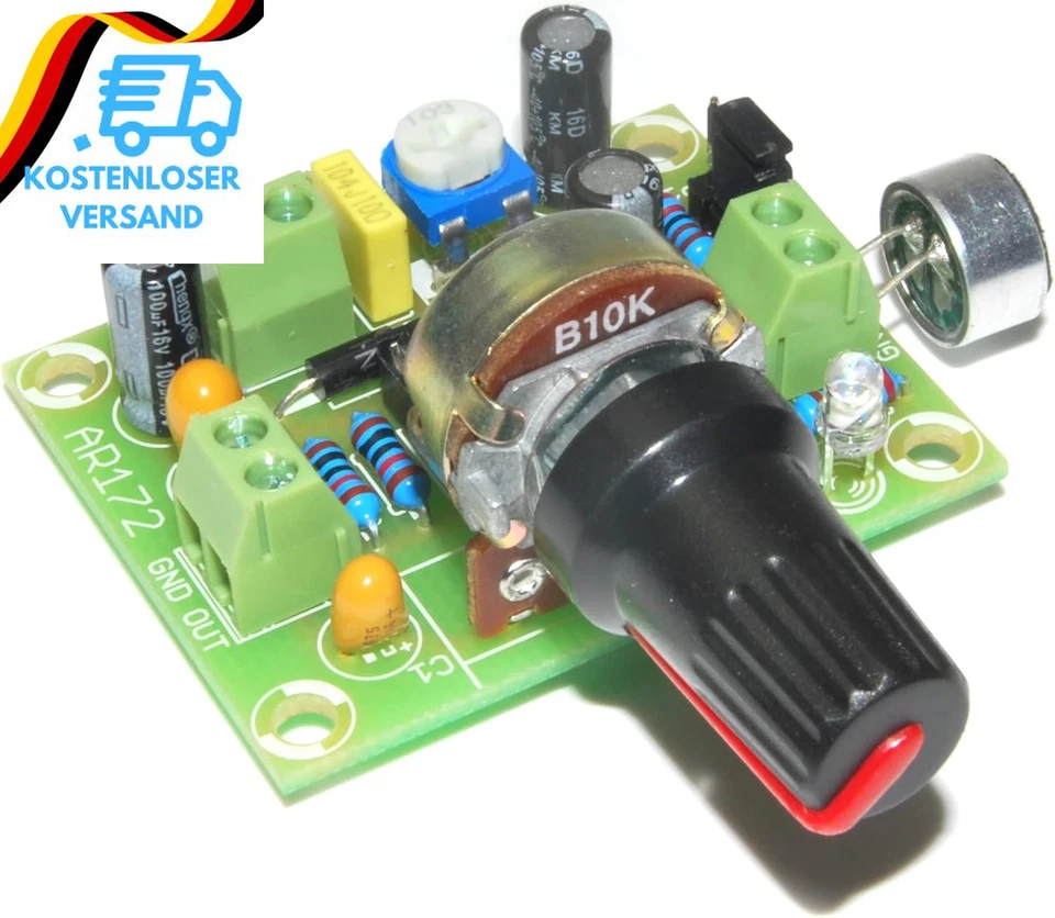 Arlikits AR172 Mikrofonverstärker Bausatz Elektret Einstellbar Grün - Bild 1 von 4