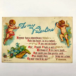 AK Valentinstag Amor Vers 1910er Jahre unbespielt geteilte Rückseite - Bild 1 von 2