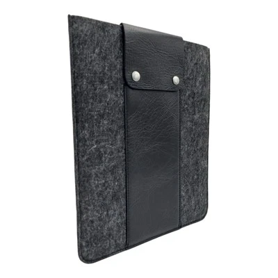 Notebook Laptop Tablet Tasche bis 13 Zoll Schutzhülle Schwarz Echtleder Filz - Bild 1 von 4