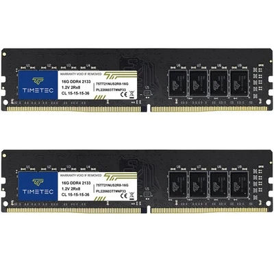 Timetec 32GB KIT2x16GB DDR4 2133MHz PC4-17000 Non-ECC Unbuffered 1.2V CL15 2R... - Image 1 of 4