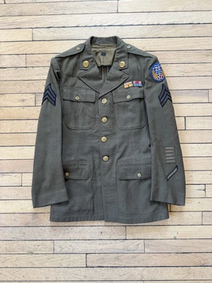 US Army WW2 WOOL DRESS UNIFORM 4 POCKET Sz 36H 20th Air Force Sargent Dated 1940 - Image 1 of 4