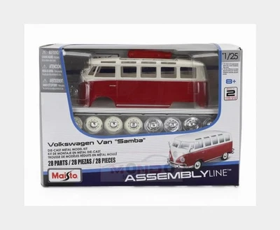 1:25 MAISTO Volkswagen T1 Samba Minibus 1962 Red Ivory MI39956-R-KIT - Immagine 1 di 2