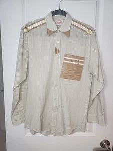 MARDEL Vtg Handcrafted Embellished Western Gld Beige  Shirt Sz 14 1/2 (32/33) - Picture 1 of 8