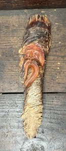 Vtg P Wells Artisan Wood Carving Old Man Tree Spirit Folk Art Handmade 15” - Picture 1 of 5