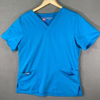 Blusa Médica Urbane, Pequeña, Azul Cuello en V, Manga Corta, Dos Bolsillos, Para Mujer Foto 1 de 4