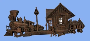 Vintage Coppercraft Train Station Wall Hanging: 1976 Dart Industries - Picture 1 of 8