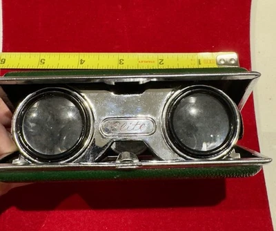 Vintage Elite Folding Opera Glasses Binoculars Coated Lens Japan Green  - Image 1 of 4