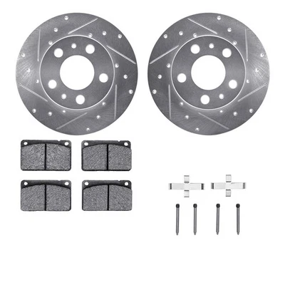 For Volvo 244 75 Drilled & Slotted Front Brake Kit w Semi-Metalic Pads - Image 1 of 2