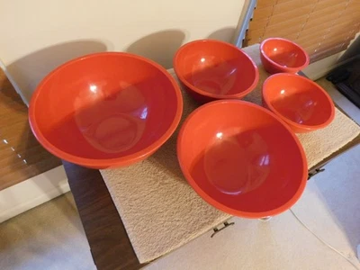 Mixing Bowls by Zak Designs Melamine Red Nesting 5 Piece Set - Pre Owned - Image 1 of 3