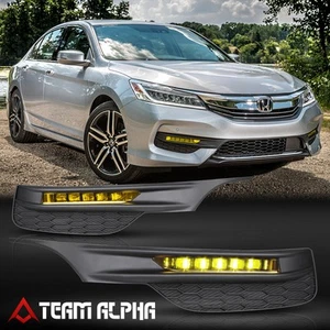 Fits 2016-2017 Accord Yellow{6000K HI-POWER LED}Fog Light w/Switch+Harness+Bezel - Foto 1 di 5