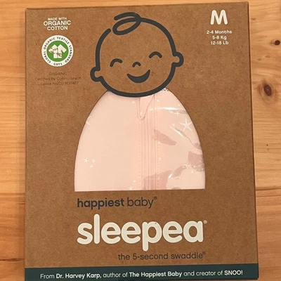 NEW Happiest Baby Sleepea Swaddler Blanket Organic Cotton Blend 2-4 Months Pink - Image 1 of 4