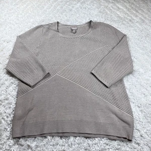 Suéter para mujer Chico Top 3 rayas tejido geométrico beige topo neutro mínimo - Imagen 1 de 10