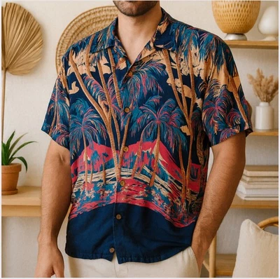 Avanti Silk Hawaiian Original Button Down Silk Shirt in Multicolor size S - Image 1 of 4