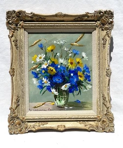 Original Oil on Canvas Floral Still Life by Simone Lalanne Bascle, Listed Artist - Picture 1 of 8