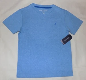 Nautica Kids Boys' V-Neck Solid T-Shirts Sky Blue L (7) New - Picture 1 of 4
