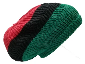 Africa Beret Tam Hat Rasta Slouch Beanie Cap Dreadlocks Dreads Red Black Green - Picture 1 of 3