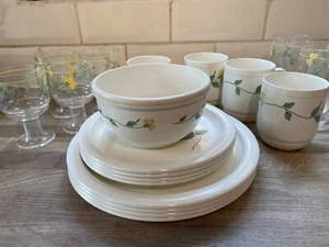Vintage Emsa melamine picnic set cups plates glasses bowl floral design camping - Picture 1 of 6