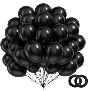 100Pcs Black Latex Balloons - 12 Inches Party Balloon Matte Black Balloons - Picture 1 of 8