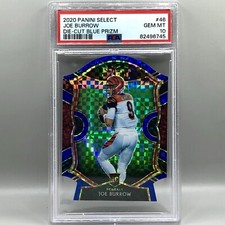2020 Joe Burrow Panini Select #46 Die Cut Blue Prizm Rookie Card RC - PSA 10