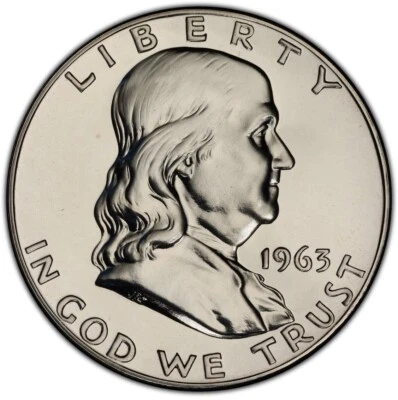 Franklin Half Dollar 1963 Proof PCGS PR 66 90% Silver Uncirculated 50c Coin - Image 1 of 4