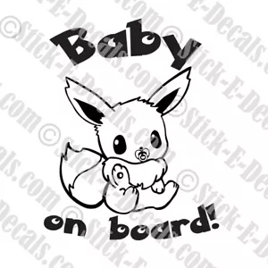 Pokemon Eevee Pokebaby Baby On Board Vinyl Decal Sticker- FREE USA SHIPPING - Bild 1 von 2