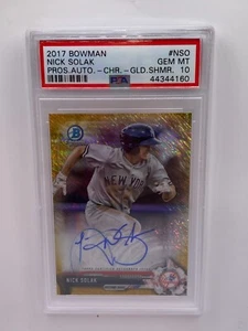 2017 Bowman Chrome Nick Solak Gold Shimmer Refractor Autograph Auto #/50 PSA 10 - Picture 1 of 2