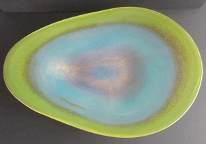 Murano Glass Large Centerpiece Dish Ansolo Fuga for AVEM Gold Dust Opal - Picture 1 of 21