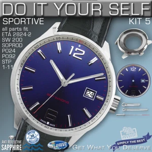 DO IT YOURSELF KIT 5: SPORTIVE CASE 40MM, DIAL, HANDS, fit ETA 2824, SW200 - Picture 1 of 7