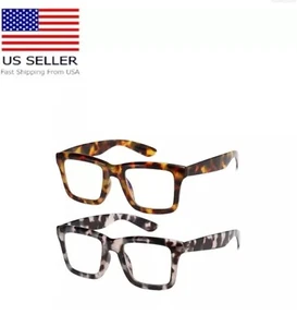 Reading Glasses Square Blue Light Blocking 2 Piece Set Strength +1.50  - Picture 1 of 6